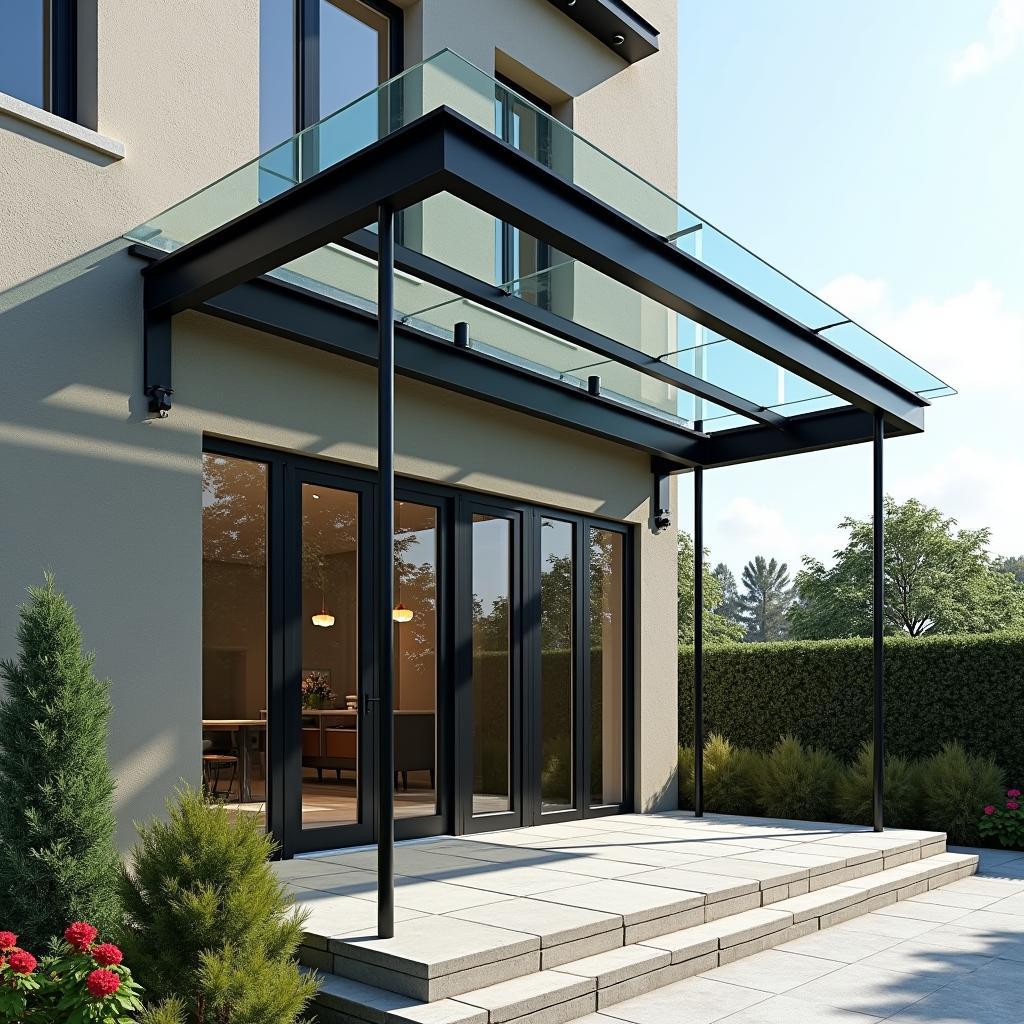 Mau mai hien sat dep va sang trong su dung khung sat ong va kinh cuong luc trong suot